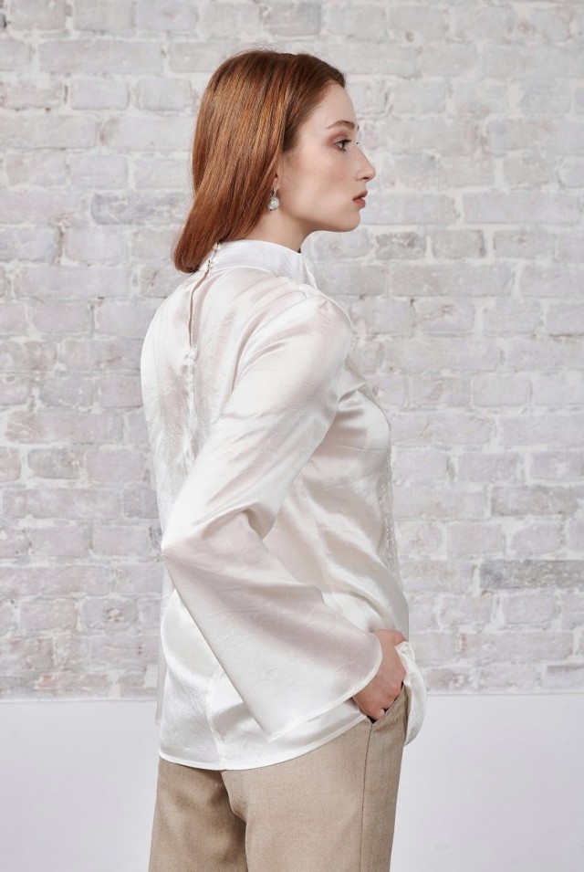 блузка натуральный шелк белая